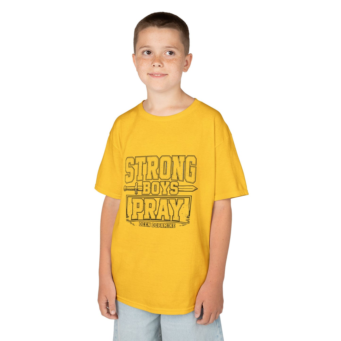 Strong Boys Pray Kids T-Shirt — Islamic Muslim Tee