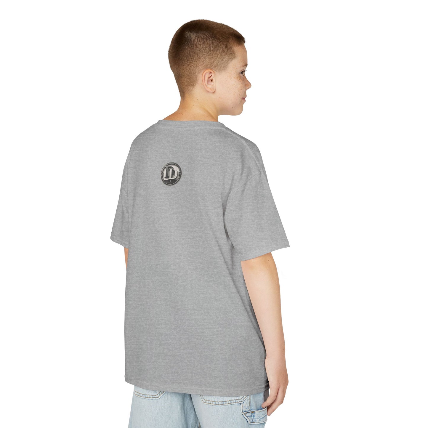 Strong Boys Pray kids t-shirt in Sport Grey — Islamic youth faith apparel by Deen Dopamine