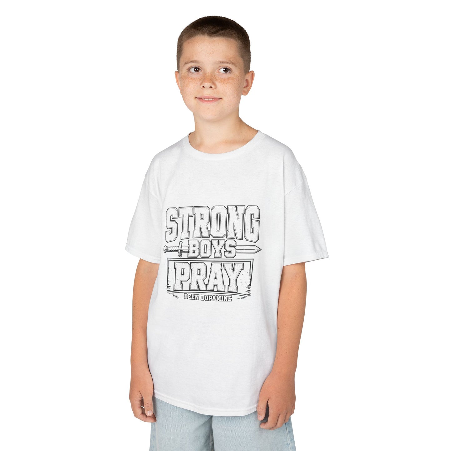 Strong Boys Pray Kids T-Shirt — Islamic Muslim Tee
