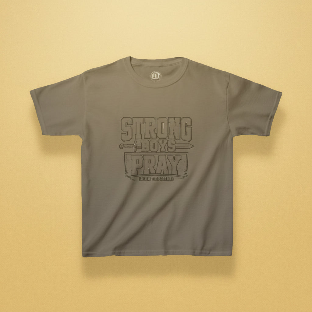Strong Boys Pray Kids T-Shirt — Islamic Muslim Tee