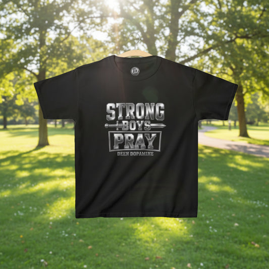Strong Boys Pray Kids T-Shirt — Islamic Muslim Tee