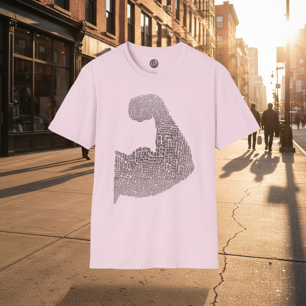 white faith islamic tshirt strong muscle bicep flex custom niche premium tee