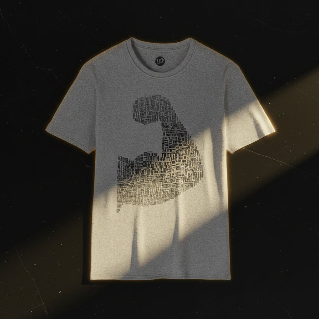 heather grey premium gym bicep white faith islamic tshirt strong muscle bicep flex custom niche premium tee