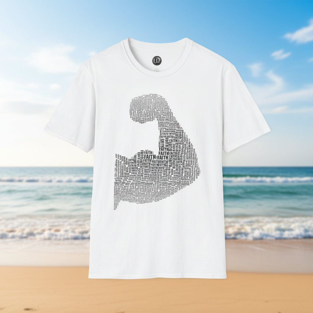 white faith islamic tshirt strong muscle bicep flex custom niche premium tee