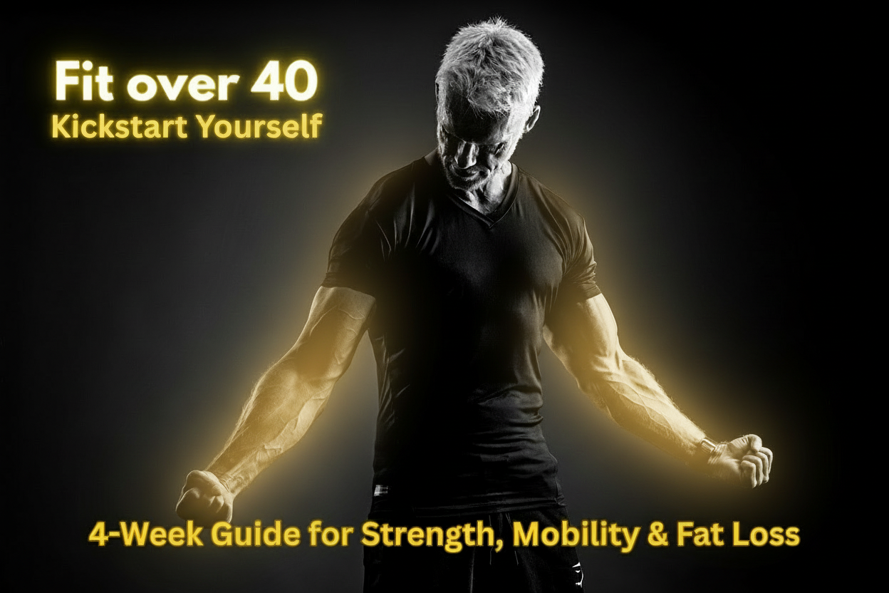 Fit 40 plus year old man flexing his strength confident and strong