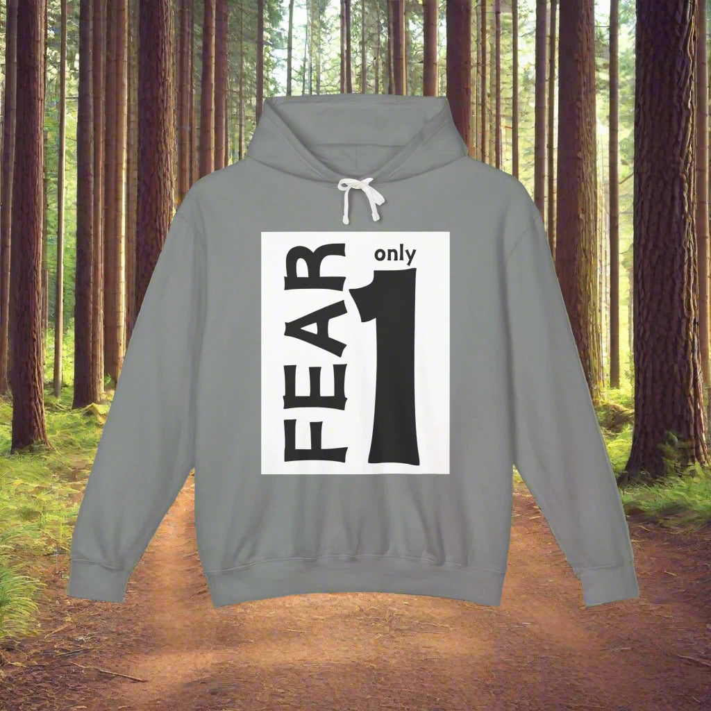 Grey Lightweight FEAR ONLY 1 Muslim muslimah casual comfort hoodie sweatshirt