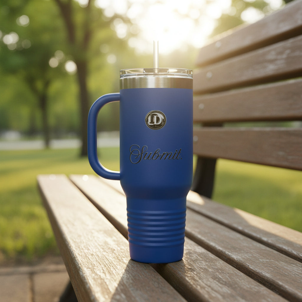 Blue custom premium  insulated travel mug stanley cup with handle Muslim Islamic faith cup hydration 