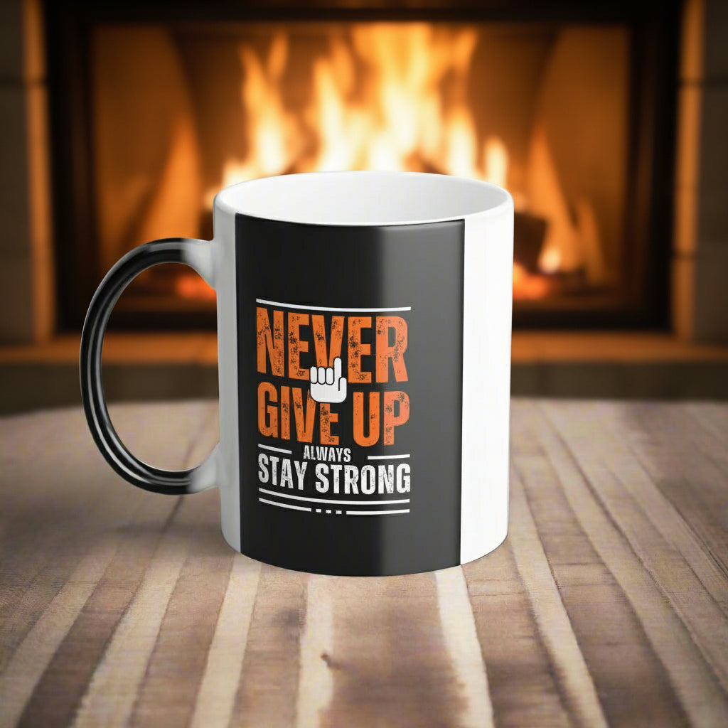 Never Give Up Motivational Mug Cup