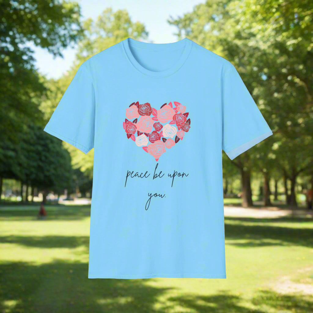 Turquoise Blue  Unisex PEACE BE UPON YOU salam muslim casual tshirt