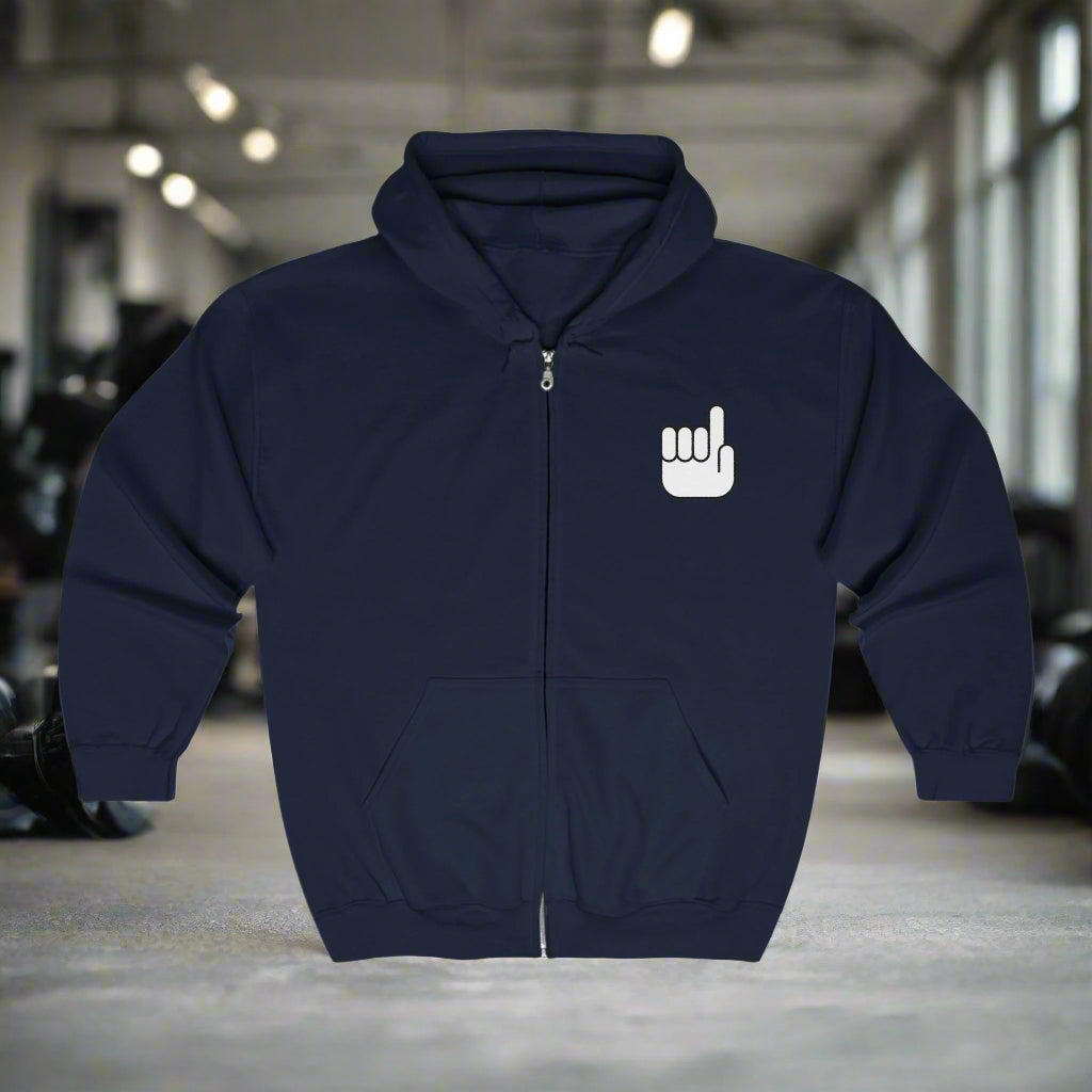 Casual Black Zip Hoodie with Hand Design