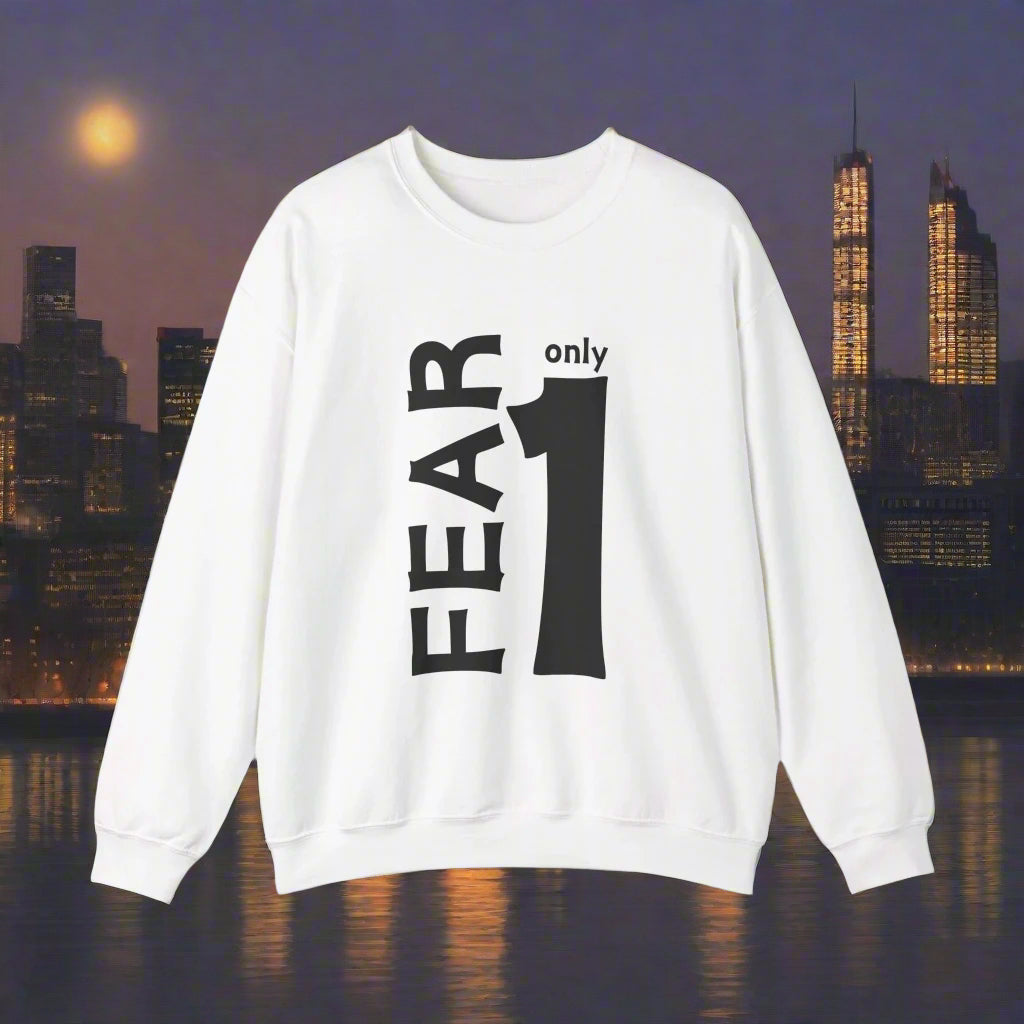 White Unisex FEAR ONLY 1 Stylish Casual Sweatshirt clothing muslim muslimah apparel