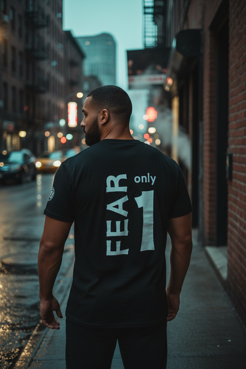 Fear Only 1 Black Tee — Back City Streets