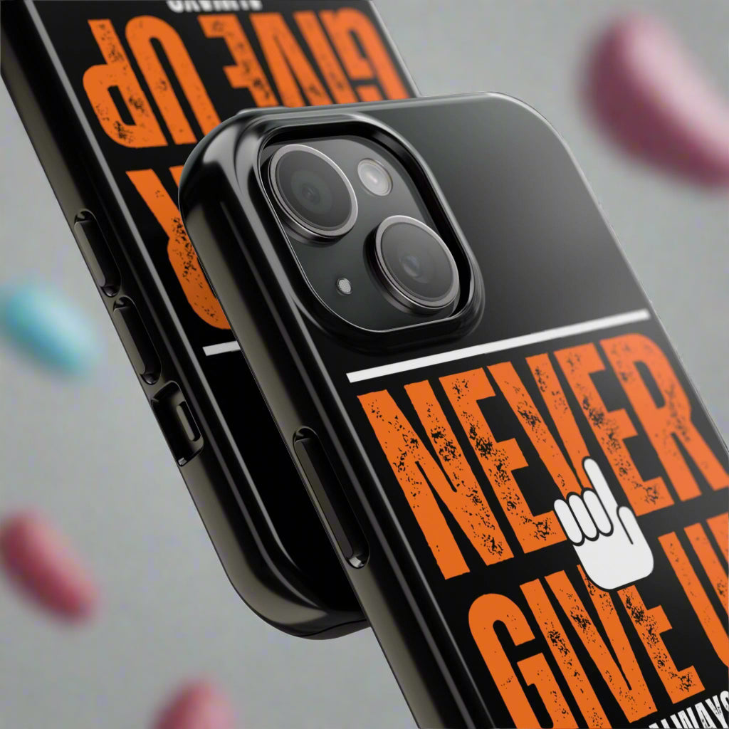 unisex black iphone motivation never give up strong phone cover case protector