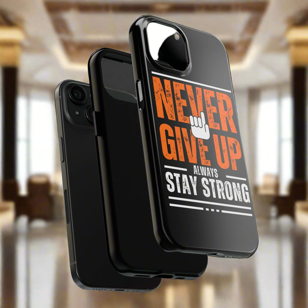 unisex black iphone motivation never give up strong phone cover case protector